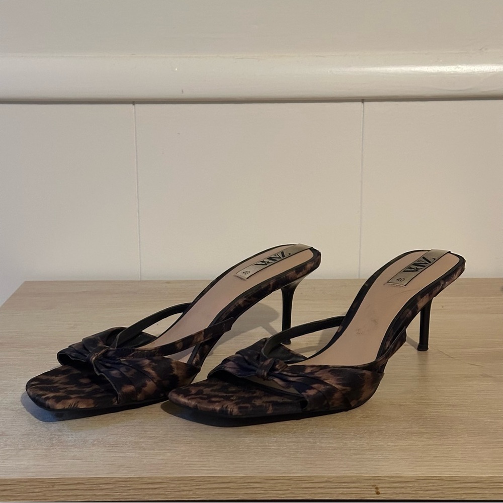 Zara Leopard Heeled Sandals